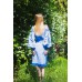 Boho Style Embroidered Midi Dress "Summer Birds" Blue